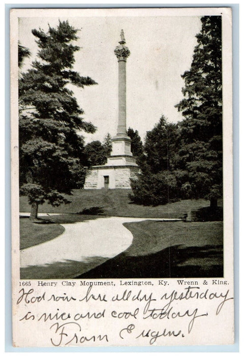 1906 Henry Clay Monument Scene Lexington Kentucky KY Posted Vintage Postcard