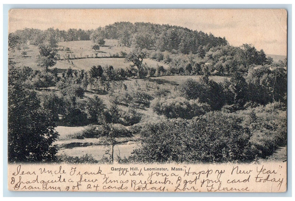 1907 Gardner Hill Scene Leominster Massachusetts MA Posted Vintage Postcard