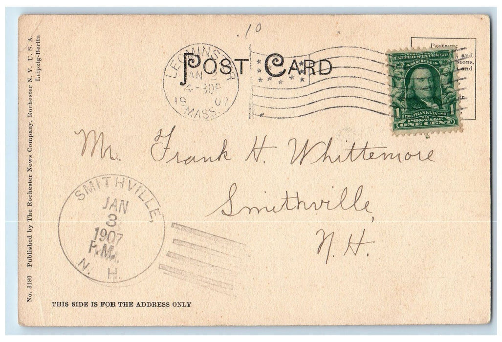 1907 Gardner Hill Scene Leominster Massachusetts MA Posted Vintage Postcard