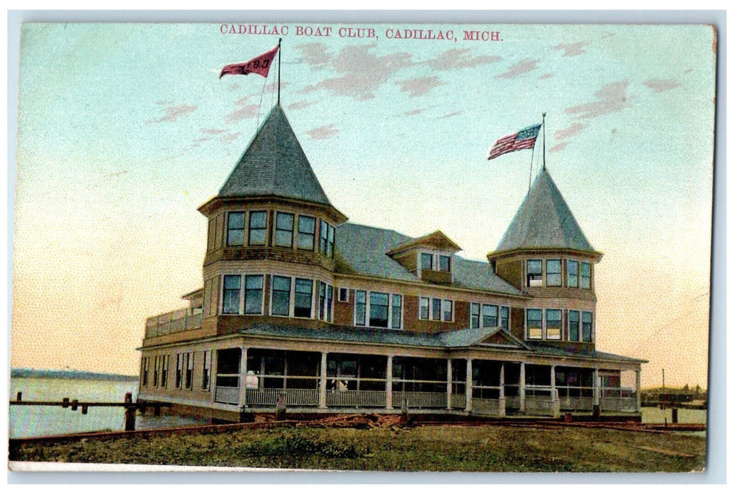 c1910 Cadillac Boat Club Cadillac Michigan MI Antique Unposted Postcard