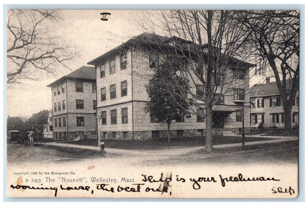 1906 The Noanett Exterior Scene Wellesley Massachusetts MA Posted Postcard