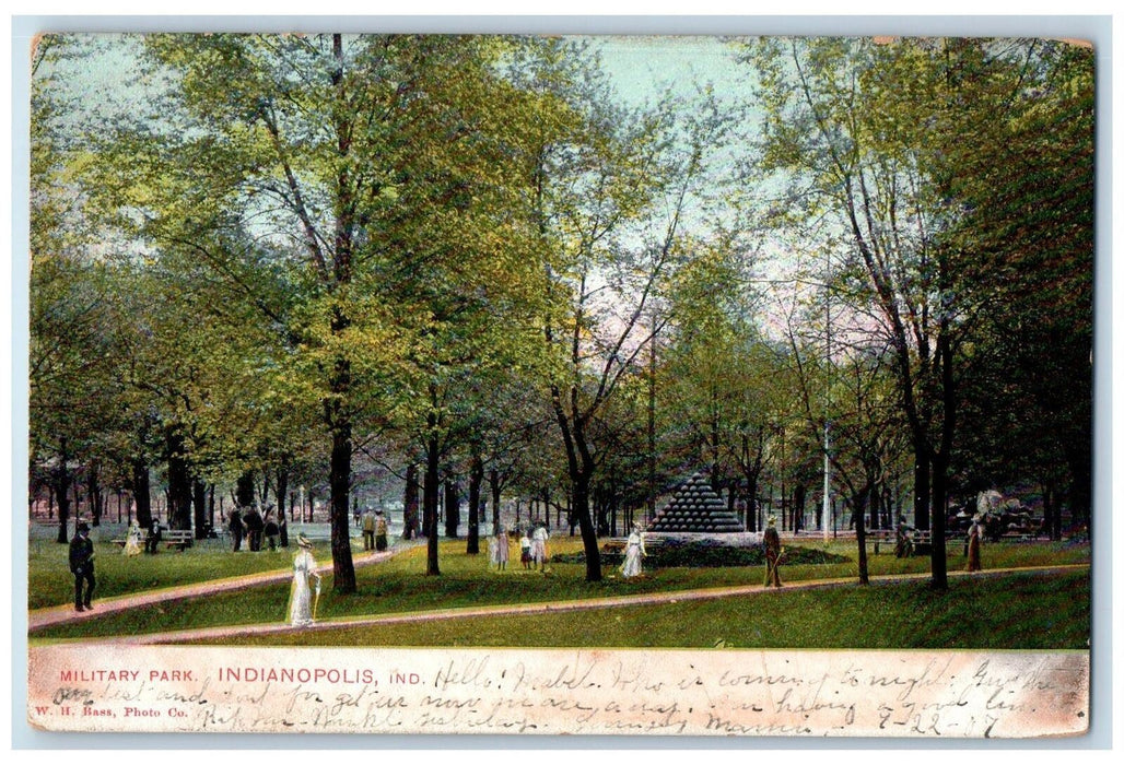 1907 Military Park People Scene Indianapolis Indiana IN Posted Vintage Postcard