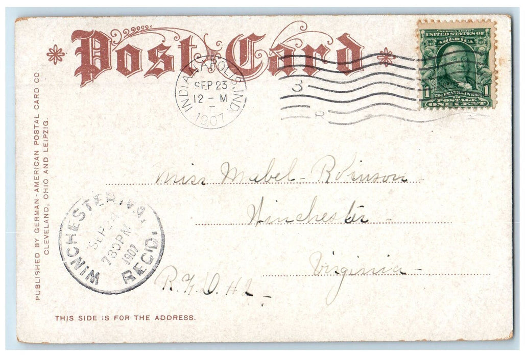 1907 Military Park People Scene Indianapolis Indiana IN Posted Vintage Postcard