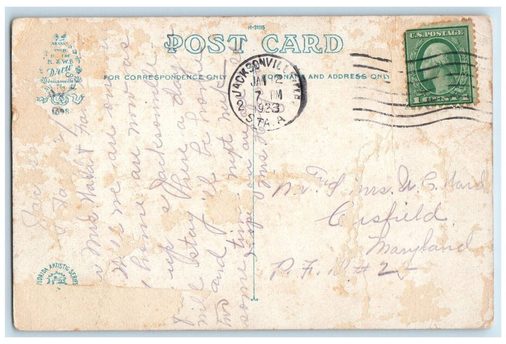 1923 St. James Building and Hemming Park Jacksonville Florida FL Postcard