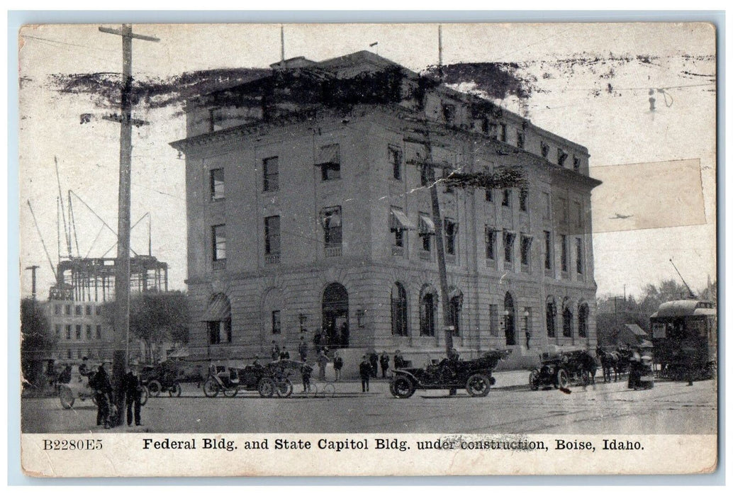 1910 Federal Bldg And State Capitol Bldg Under Construction Boise Idaho Postcard