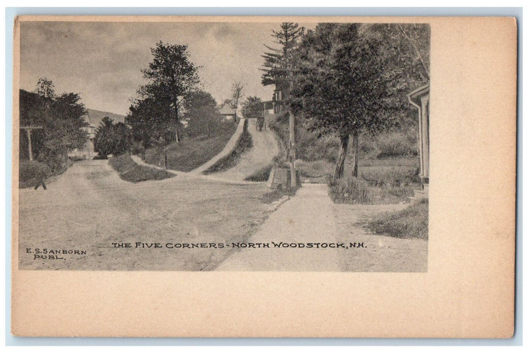 c1905 View Of The Five Corners North Woodstock New Hampshire Antique Postcard