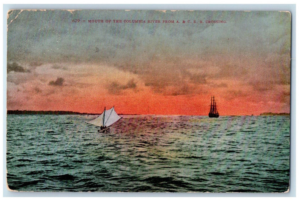 c1910 Mouth of the Columbia River from A. & C.R.R. Crossing Oregon OR Postcard