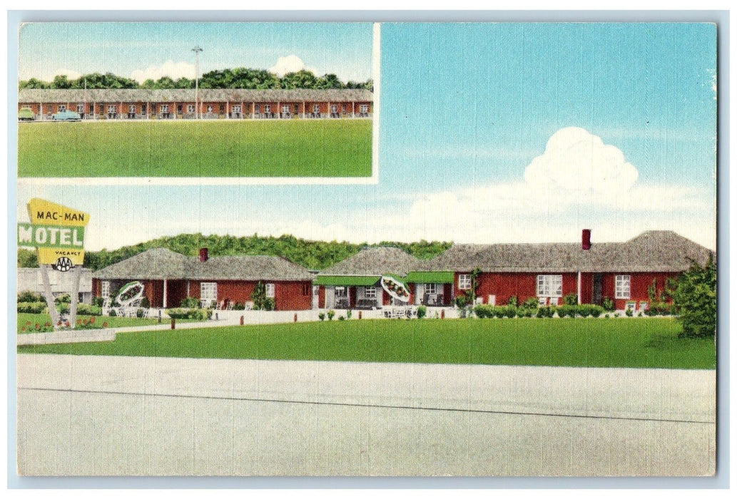 c1940's Mac Man Motel Dual View West Newton Pennsylvania PA Unposted Postcard