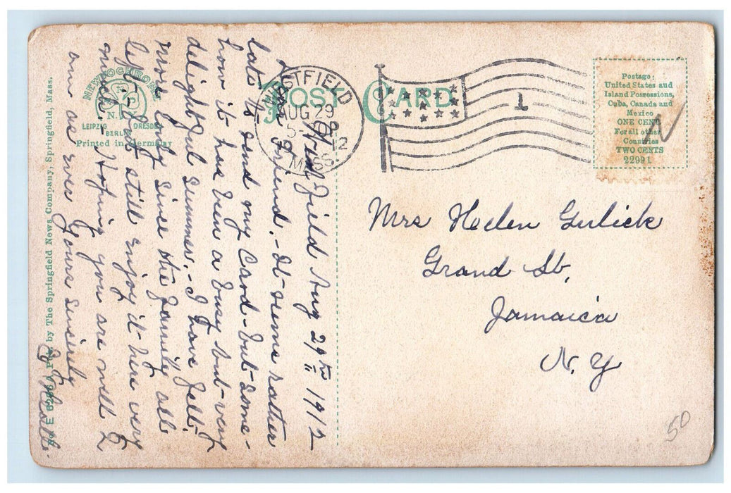 1912 Horse Carriage Court Street Westfield Massachusetts MA Posted Postcard