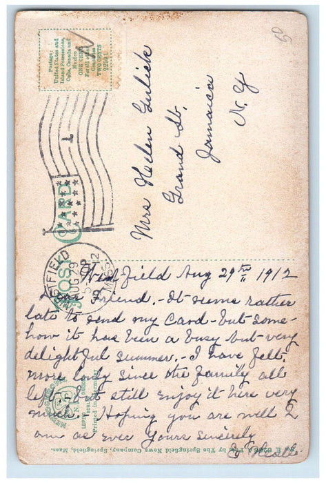 1912 Horse Carriage Court Street Westfield Massachusetts MA Posted Postcard