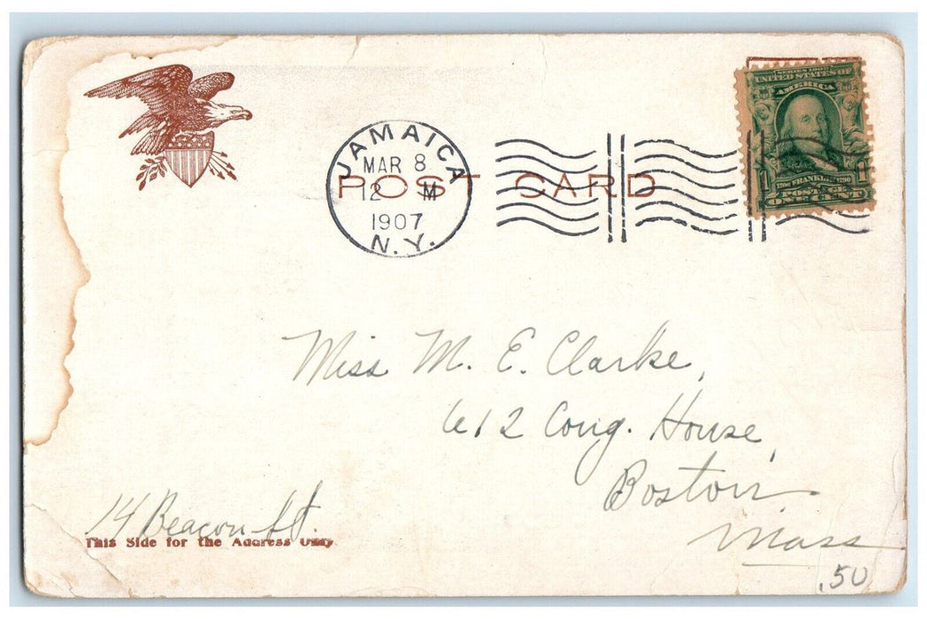 1907 Angel The Soldier's Monument Jamaica Long Island New York NY Postcard