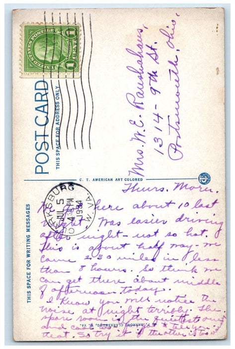 1934 Stonewall Jackson Hotel Clarksburg West Virginia WV Vintage Postcard