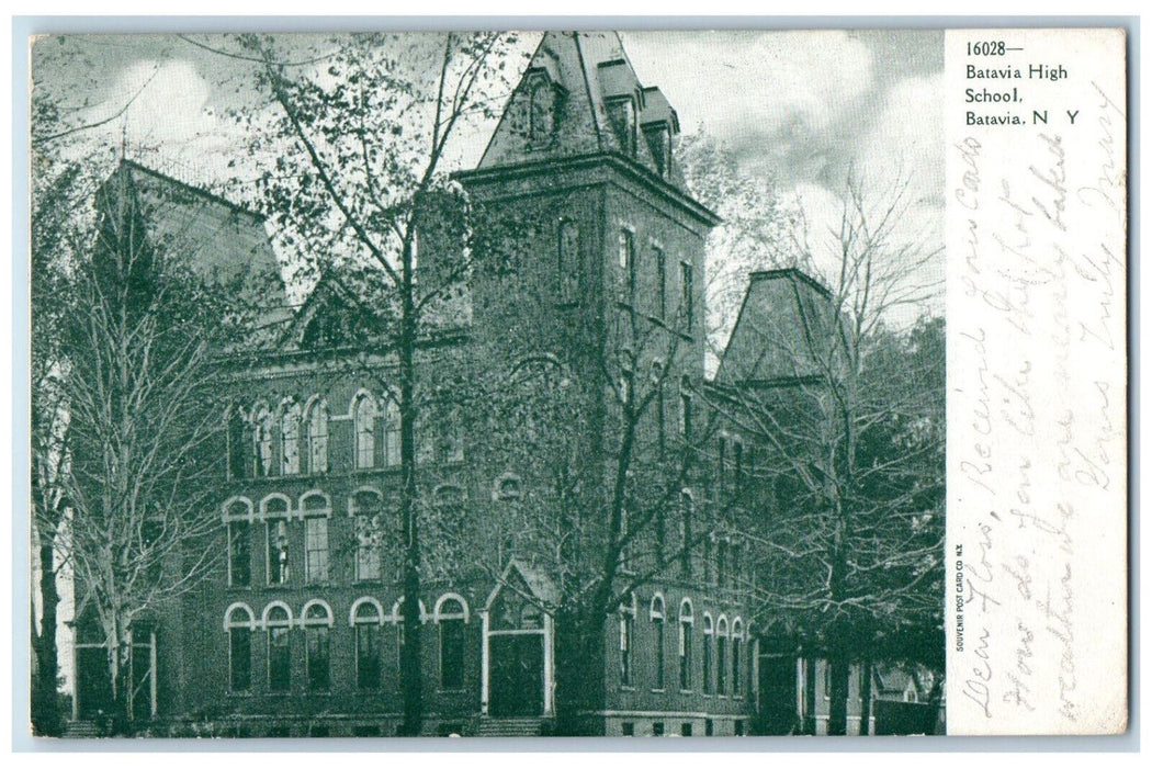 1906 Batavia High School Building in Batavia New York NY Antique Postcard