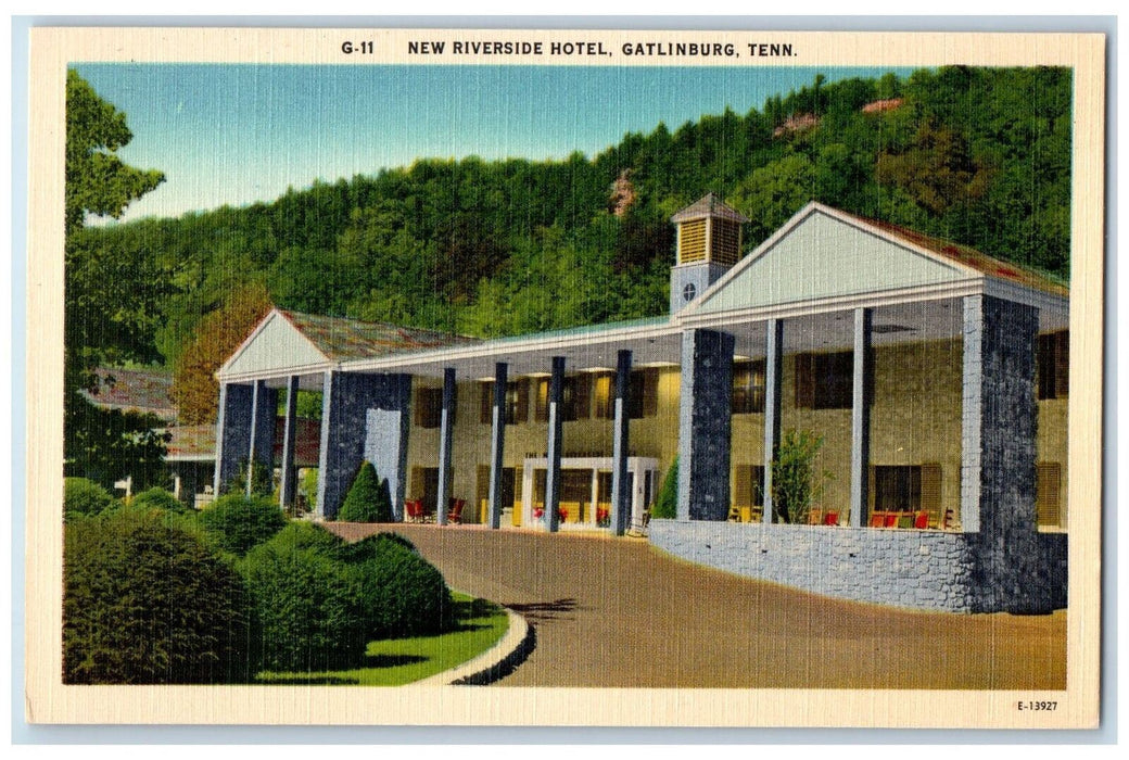 c1940's New Riverside Hotel Trees Gatlinburg Tennessee TN Unposted Postcard