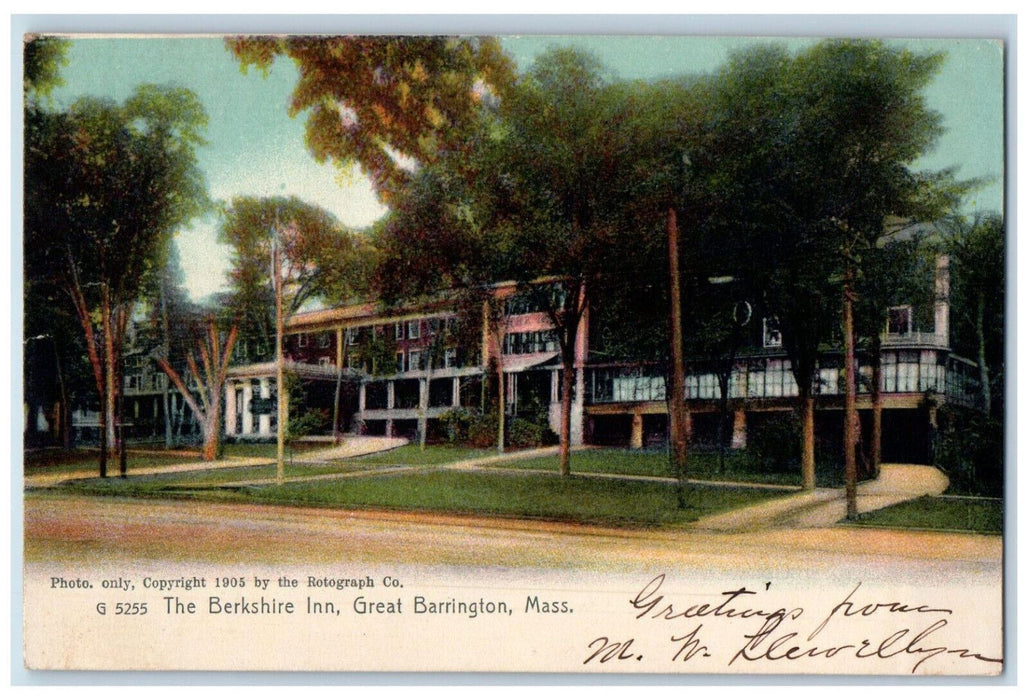 1906 The Berkshire Inn Great Barrington Massachusetts MA Antique Postcard