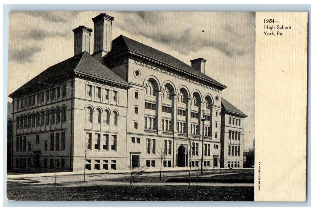c1905 Entrance to High School York Pennsylvania PA Antique Unposted Postcard