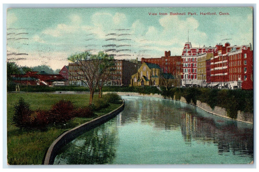 1909 View from Bushnell Park Hartford Connecticut CT Antique Posted Postcard