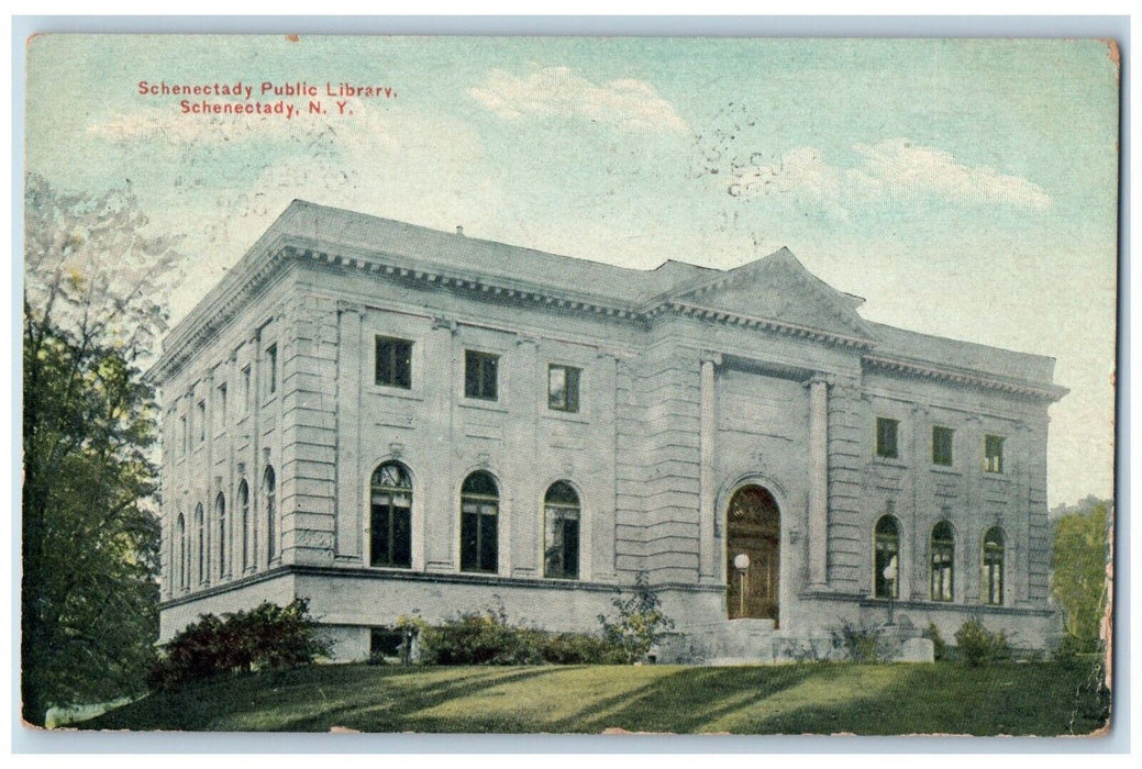 1910 Schenectady Public Library Building Exterior Scene New York NY Postcard
