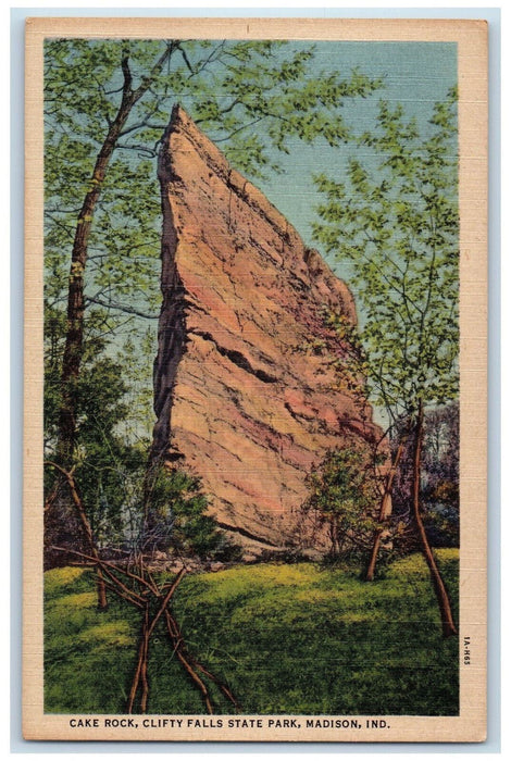 c1940's Cake Rock Clifty Falls State Park Madison Indiana IN Vintage Postcard