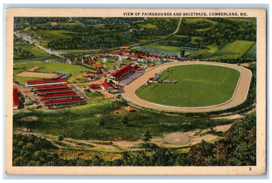 1942 View of Fairgrounds and Racetrack Cumberland Maryland MD Vintage Postcard