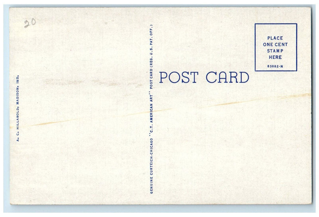c1950's USA Flag Road Entrance to Cragmont Madison Indiana IN Vintage Postcard