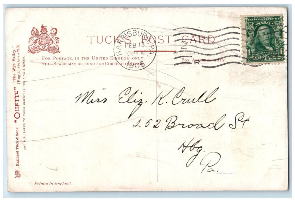 1906 The Wye Valley Symonds Yat England Oilette Tuck Art Posted Postcard
