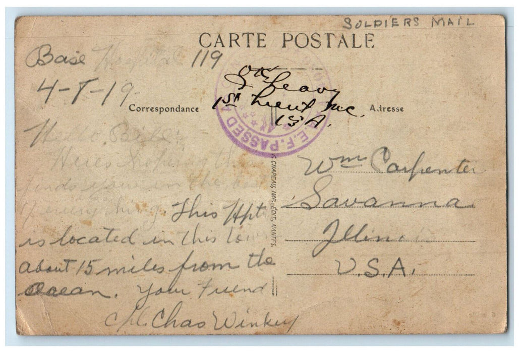 1919 Savenay (Lolre-Inf.) Facade De La Gare France Soldiers Mail Postcard
