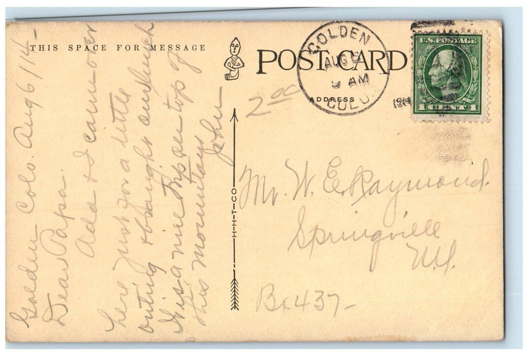 1914 Castle Rock Mountain Railway Park Golden Night Denver Colorado CO Postcard