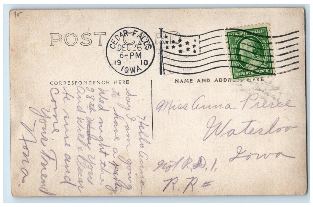 1910 Horse And Buggy Women Cedar Falls Iowa IA Antique RPPC Photo Postcard