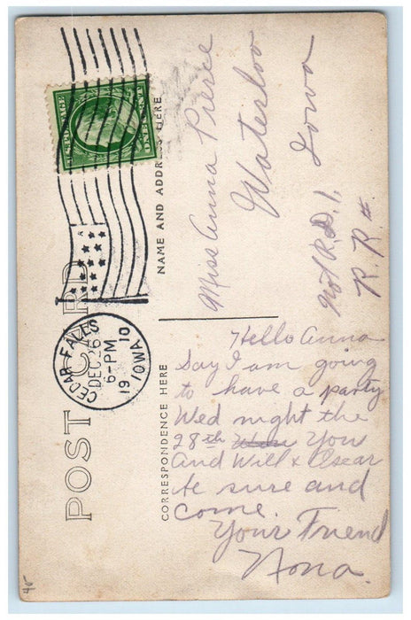 1910 Horse And Buggy Women Cedar Falls Iowa IA Antique RPPC Photo Postcard