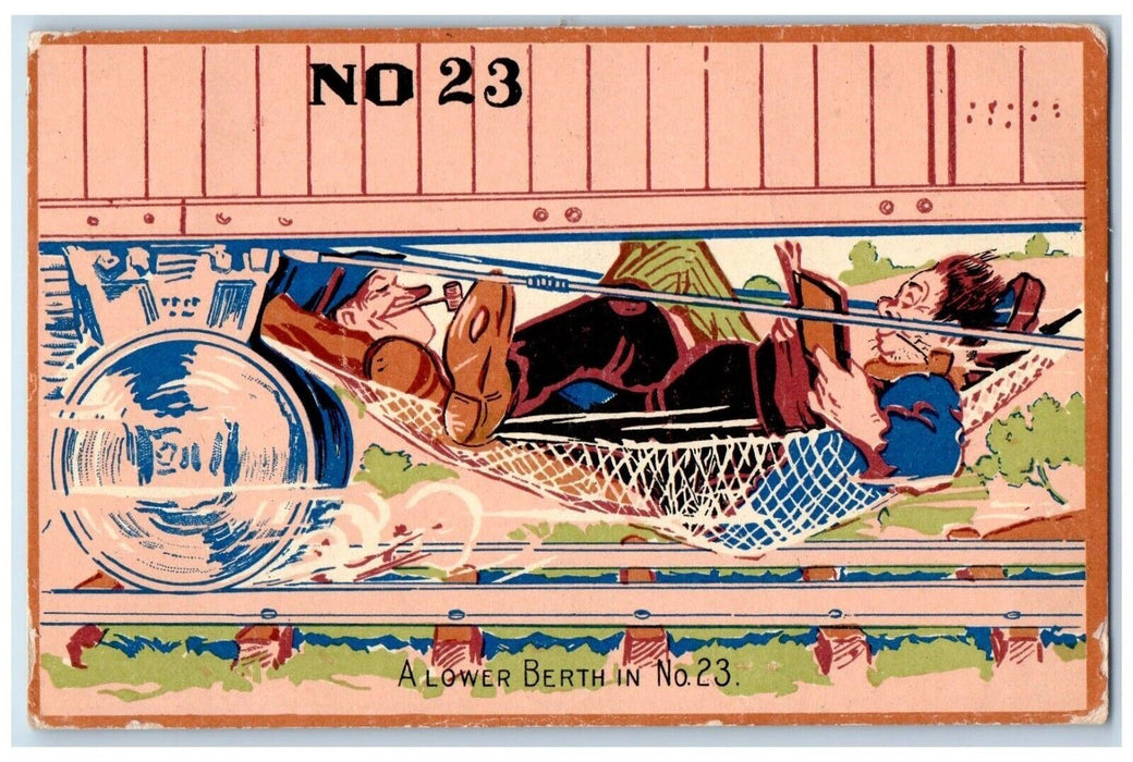 c1910's Hobos Sleeping Under Train Hammock Round Praire Oregon OR Postcard