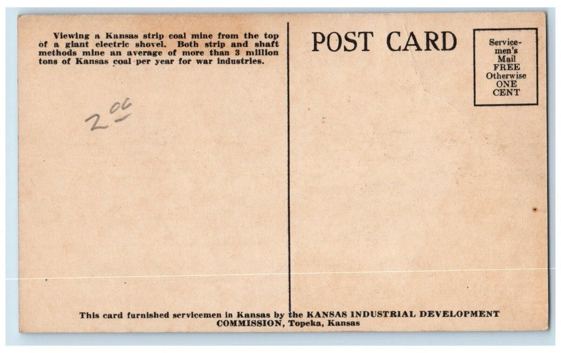 1910 Kansas Strip Coal Mine Kansas Industrial Development Topeka Kansas Postcard