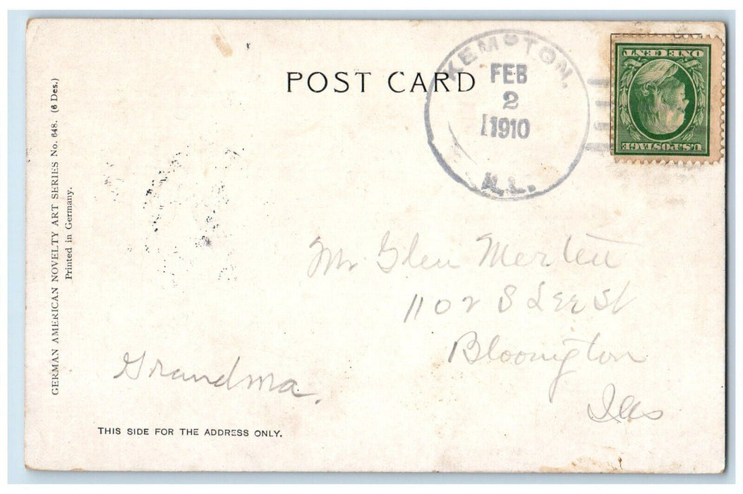 1910 Cute Cat Kittens Glitter Animals Kempton Illinois IL Antique Postcard