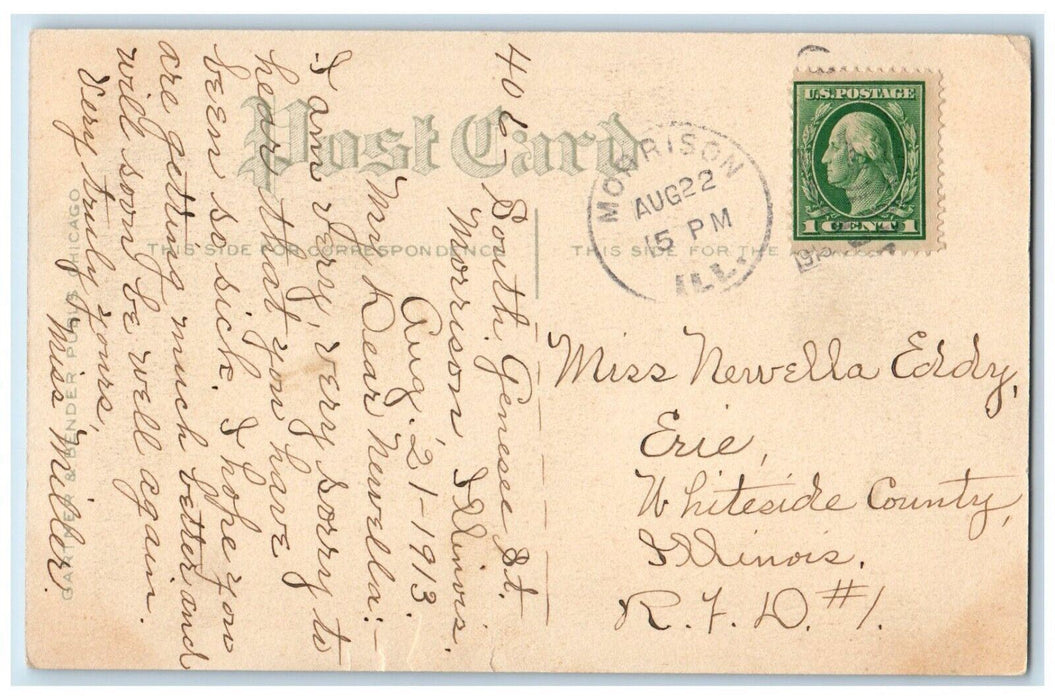 1915 Dog And Horse Barn Bucket Morrison Illinois IL Posted Antique Postcard