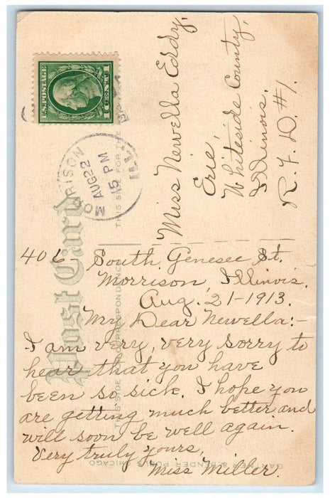 1915 Dog And Horse Barn Bucket Morrison Illinois IL Posted Antique Postcard