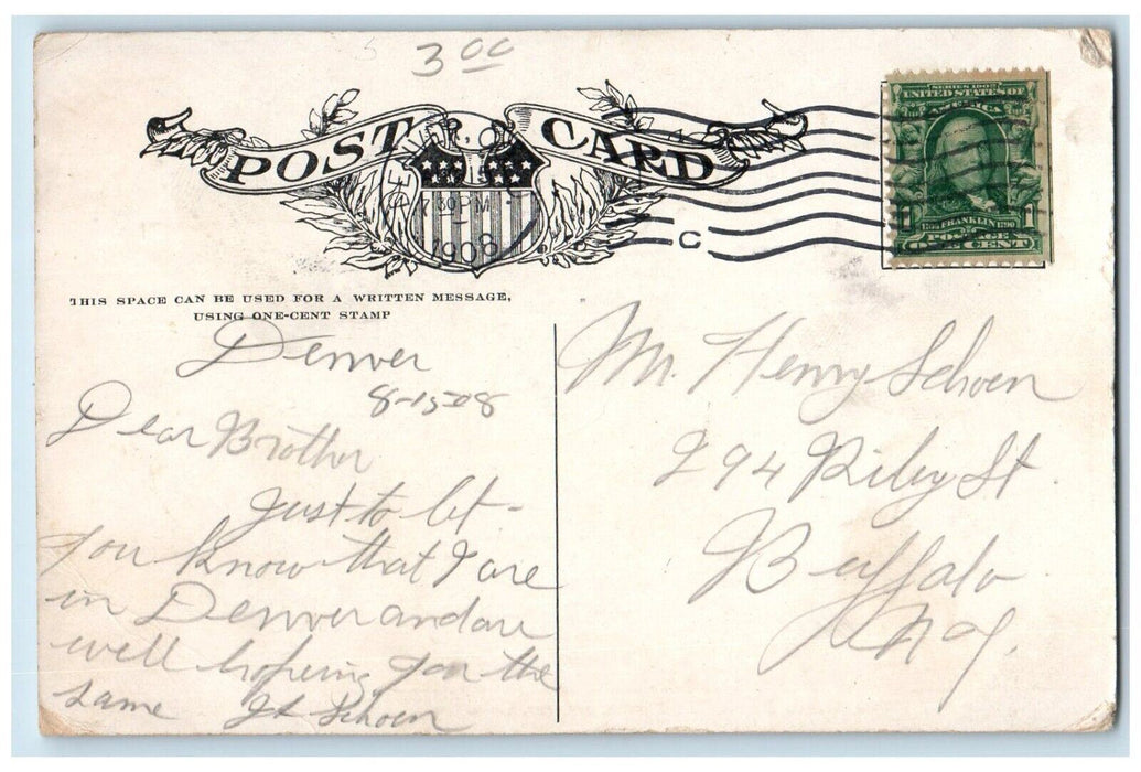 1906 Union Depot Track Side Locomotive Train Station Denver Colorado CO Postcard