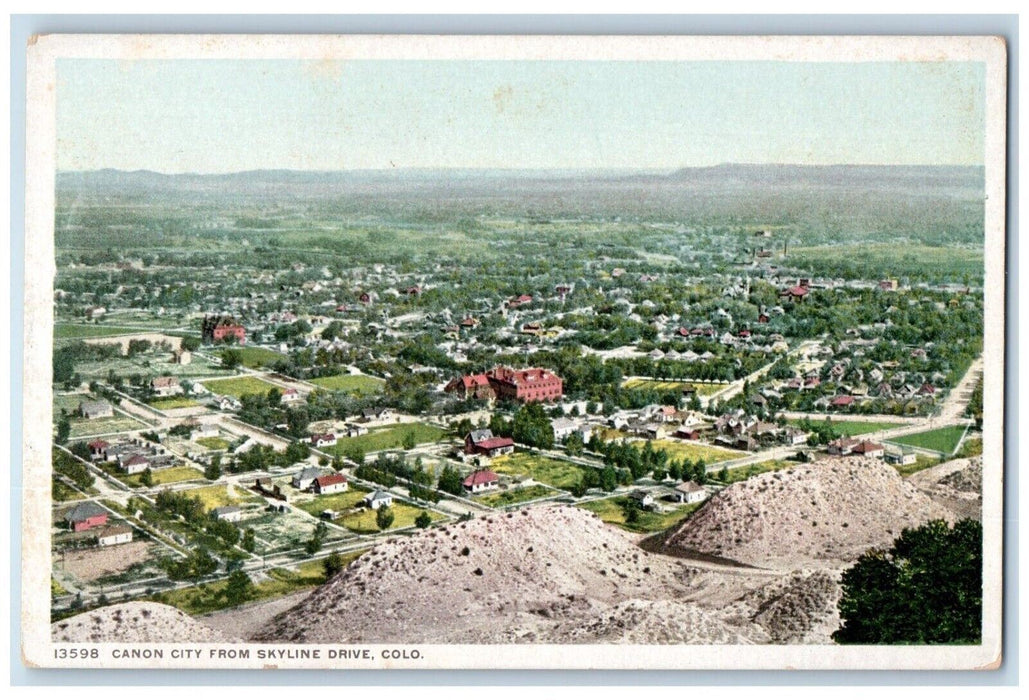 c1910 Birdseye Aerial View Canon City Skyline Drive Colorado Phostint Postcard