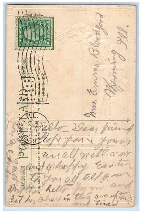 1921 Easter Wishes Holy Cross Flowers John Winsch Kenawee Illinois IL Postcard