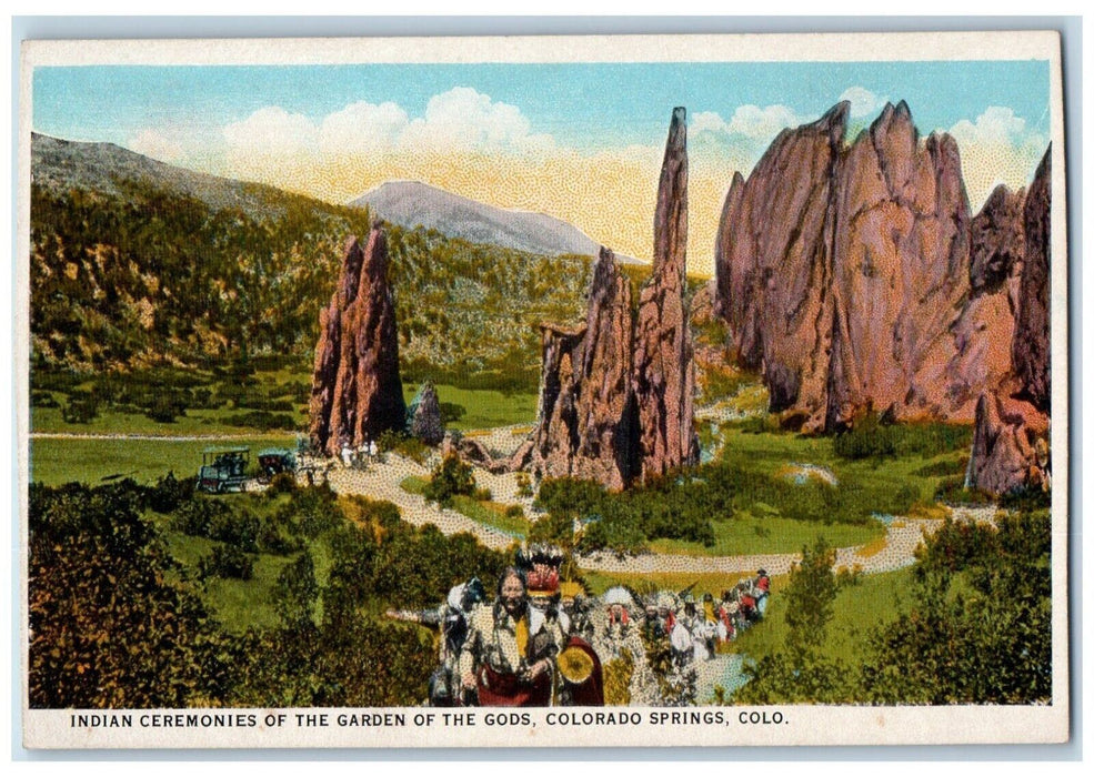 c1920 Indian Ceremonies Garden Gods Native Colorado Springs Colorado CO Postcard