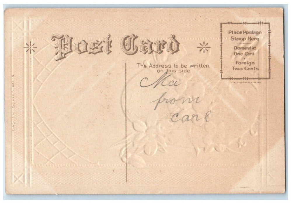 c1910's Easter Joy Egg Flowers Windmill Embossed Nash Posted Antique Postcard