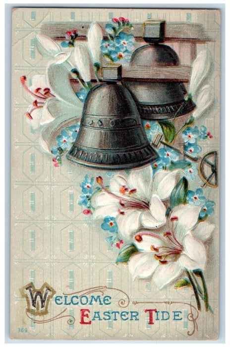 1914 Easter Ringing Bells Flowers Ridgeville Corners Ohio OH Antique Postcard