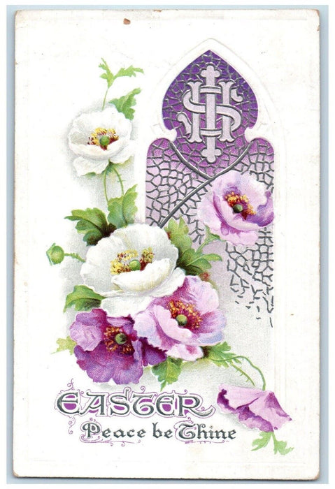 1913 Easter Flowers Embossed McCutchenville Ohio OH Posted Antique Postcard