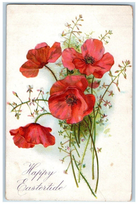 c1910's Happy Easter Red Flowers Embossed Tuck's Los Angeles CA Antique Postcard