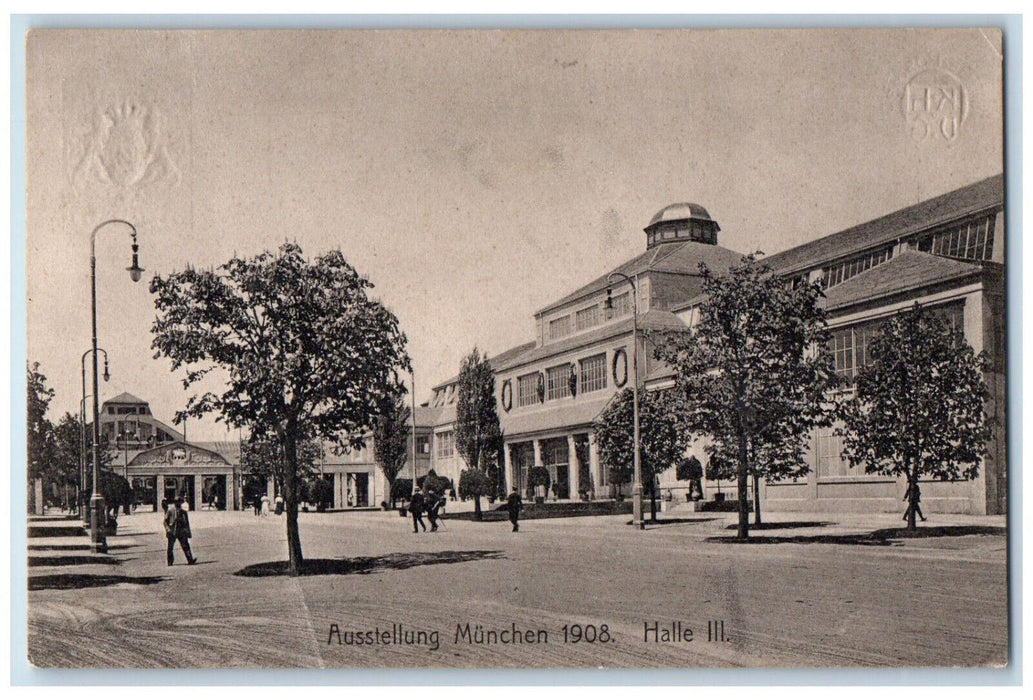 1908 Ausstellung Munchen Halle III Germany Embossed Antique Postcard