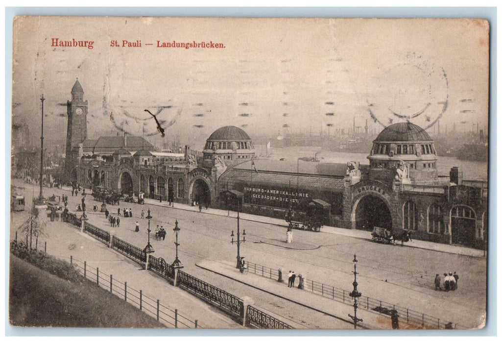 1911 St. Pauli Landungsbrücken Hamburg Germany Posted Antique Postcard