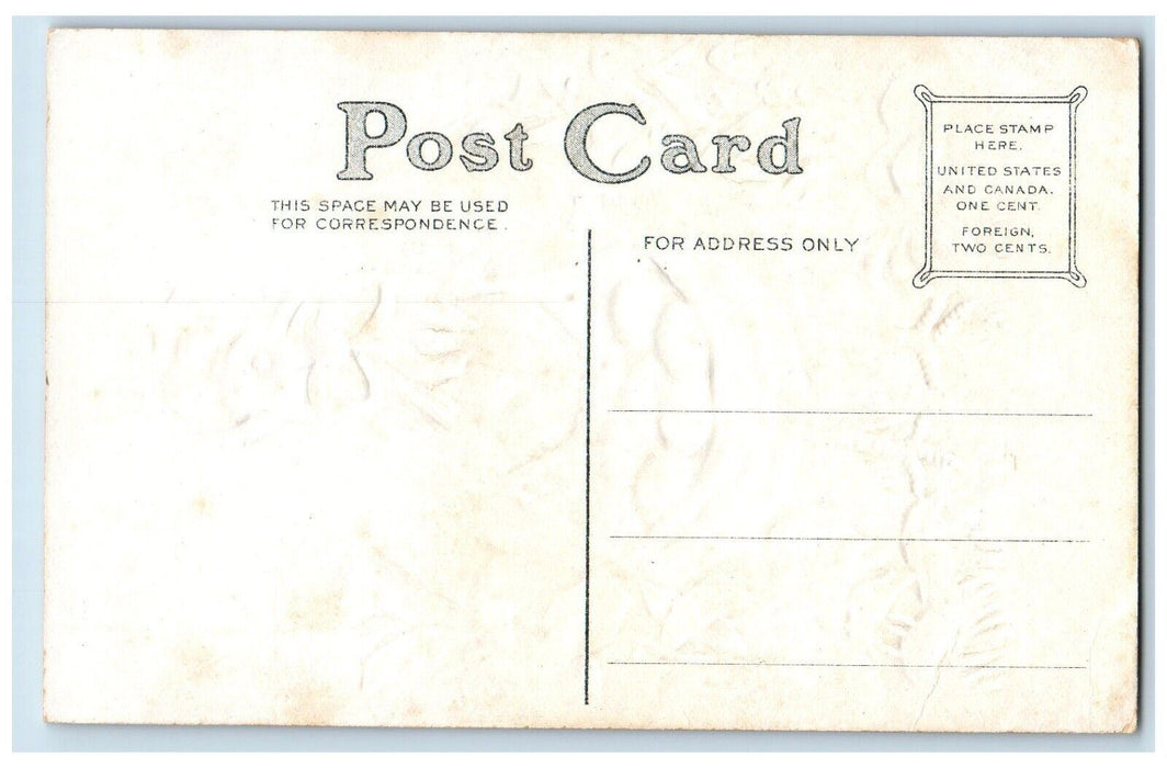 c1910's Easter Anthropomorphic Chicken Hen Eggs Flowers Embossed Postcard