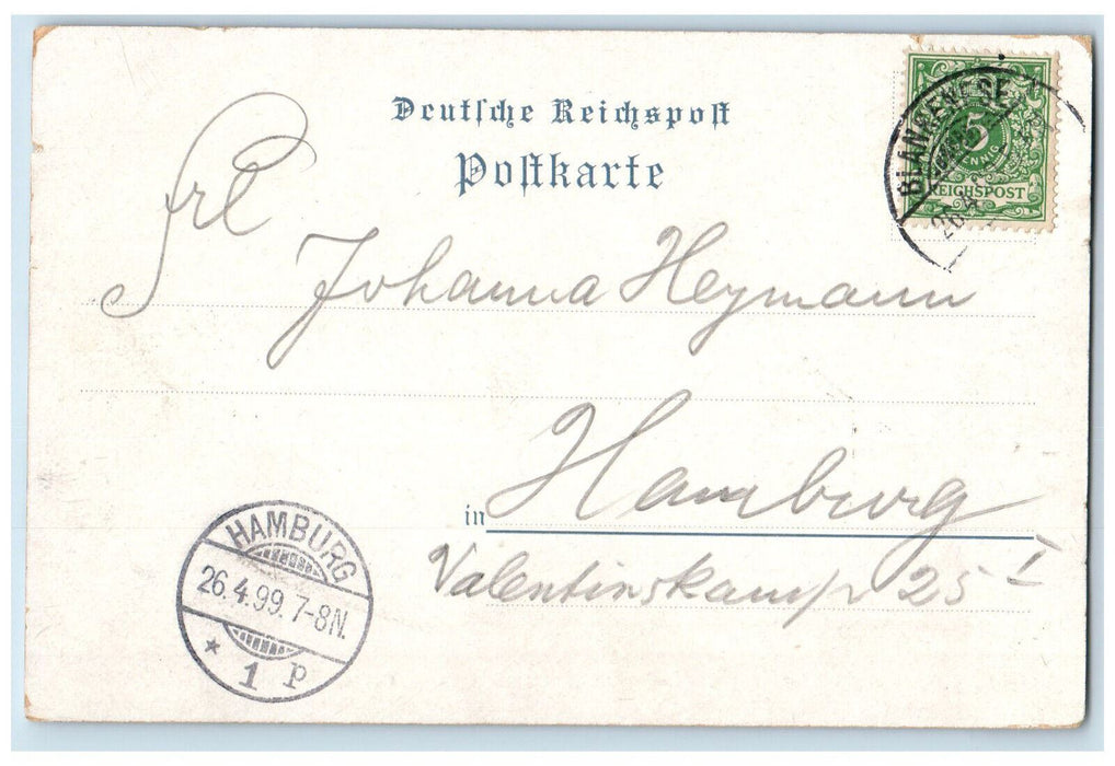 1899 Aerial View of Boats Buildings Hamburg Blankenese Germany PMC Postcard