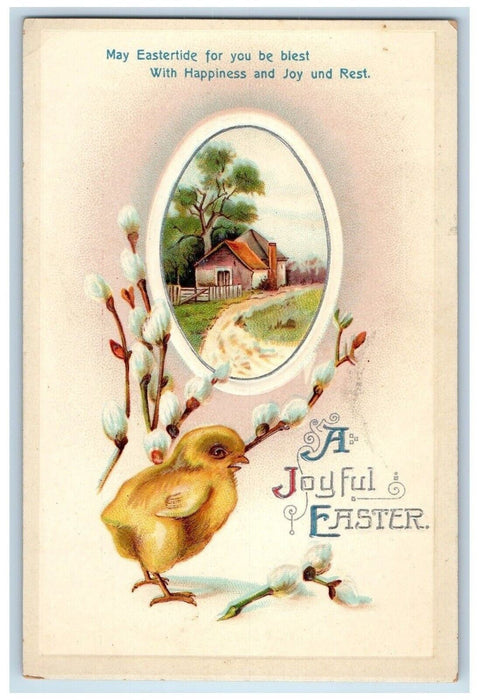 c1910's Easter Chick Pipe Berry House Winter Clapsaddle Embossed Posted Postcard