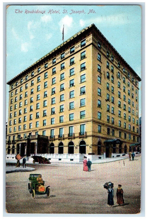 c1910 Exterior View Roubi1doux Hotel St Joseph Missouri Posted Antique Postcard