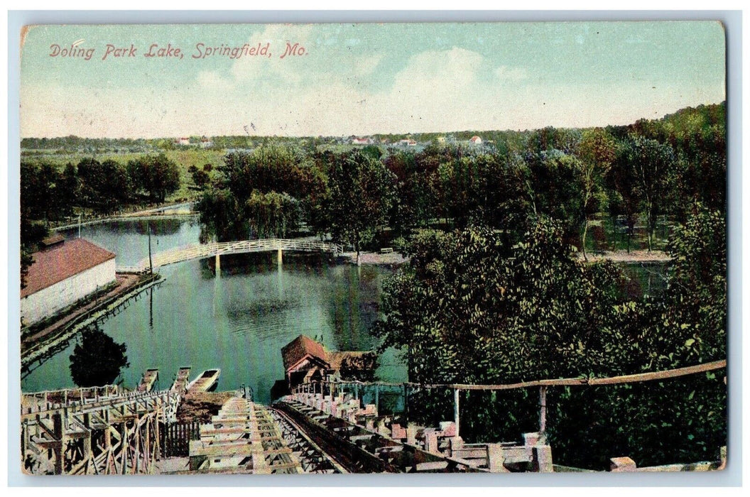 1911 Scenic View Doling Park Lake Springfield Missouri Vintage Antique Postcard